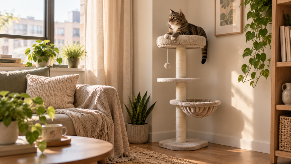 Best Compact Cat Trees for Small Spaces (Small Footprint, Full-Size Function)